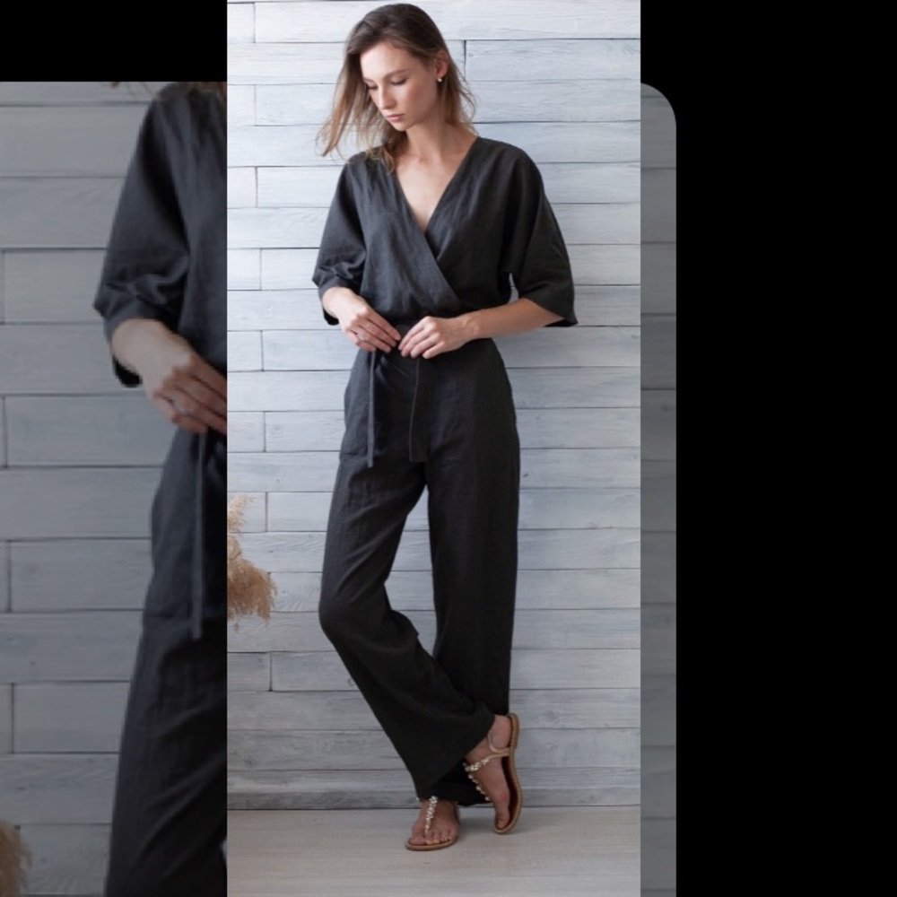 Linocolore pure linen black jumpsuit. Size small. Great condition, never worn.